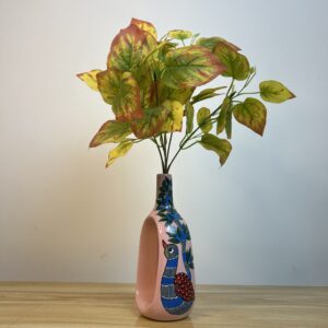 Hand-Painted Gond Art Decorative Vase with Peacock Motif